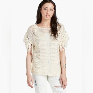 Lucky Brand M Medium Ivory Nomad Fringe Sweater